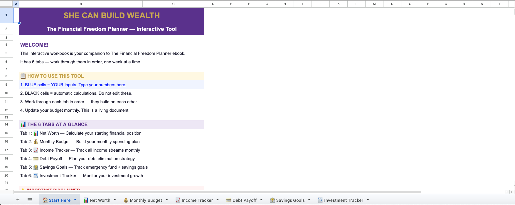 Start Here — Financial Freedom Planner